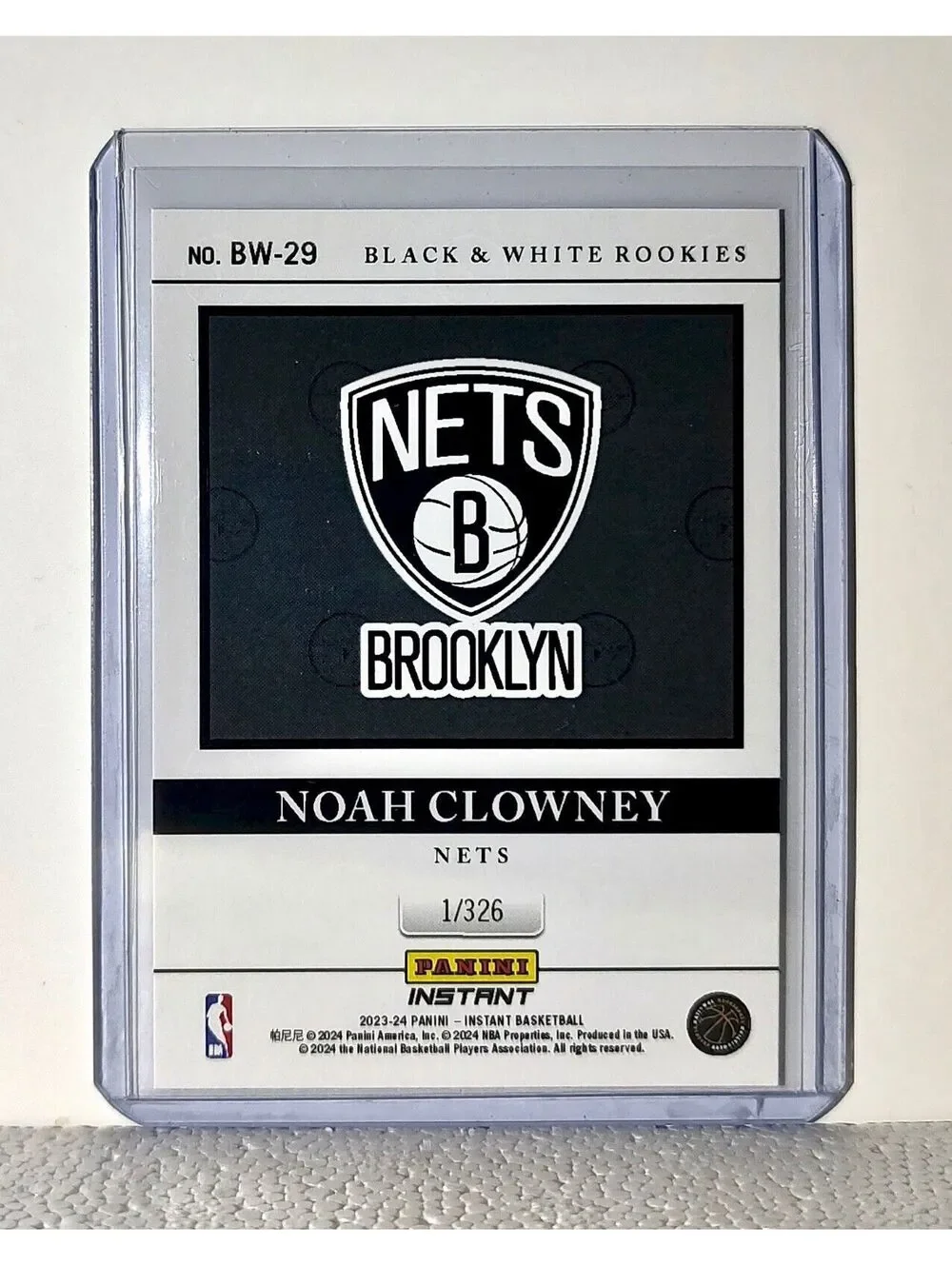 Noah Clowney 2023-24 Panini NBA #29 Black and White Rookies Card 1/326